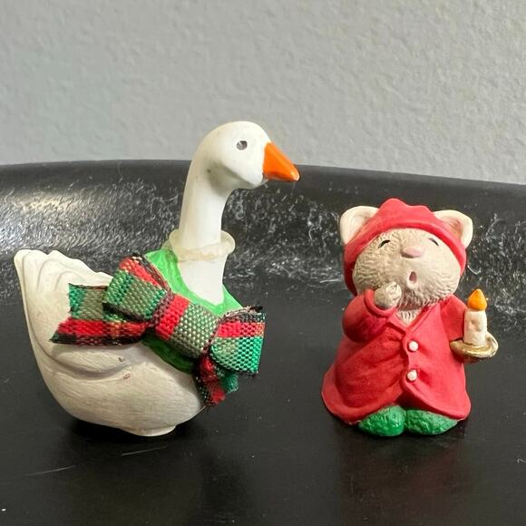 Vintage Hallmark Merry Miniature Christmas Goose and Mouse - Picture 1 of 8
